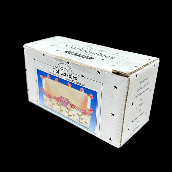 Vintage Scott’s Collectables hearts and flowers Business Card Holder New! - Picture 4 of 13